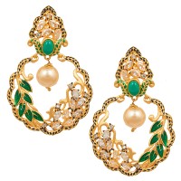 Lootkabazaar Antique Gold Plated Traditional Leaf Chandbali Earring For Women (JEGCB81801)